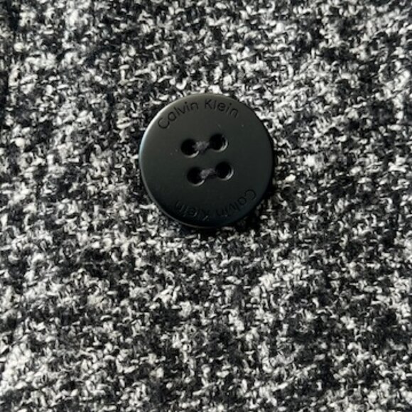 CALVIN KLEIN Black and White Wool Blend Lined Pea Coat - Picture 4 of 8